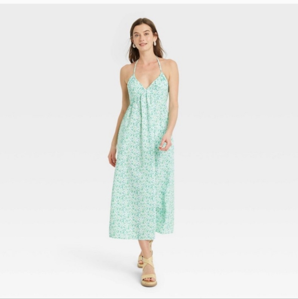 Women’s Green Floral Midi Sundress ~ Universal Thread M